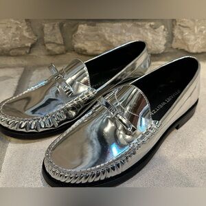 Stuart Weitzman Metallic Silver Loafers